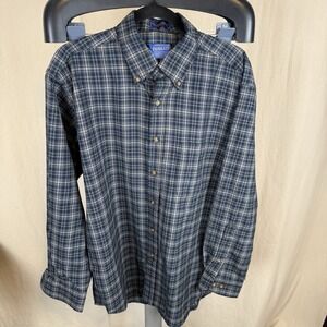 Pendleton Wool Men's Large Button Up Shirt Navy Green Tan